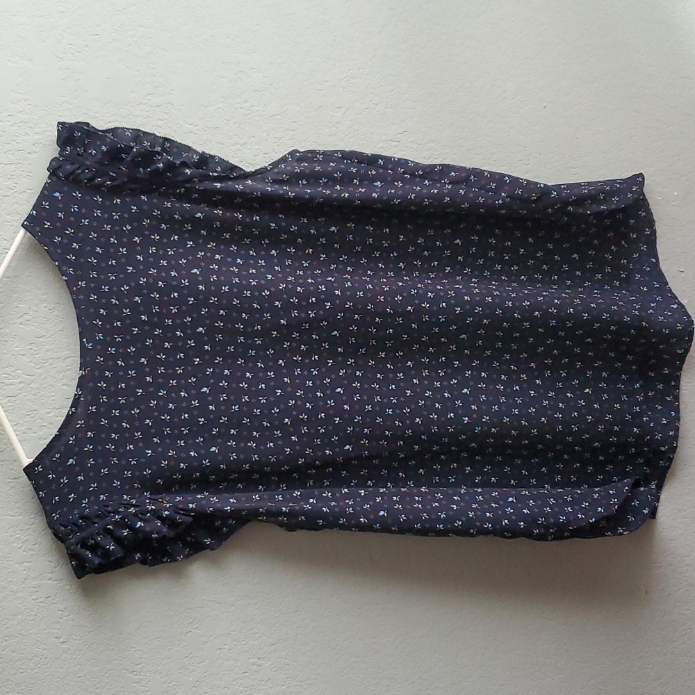 Ann Taylor Loft Blue Print Blouse Size XL